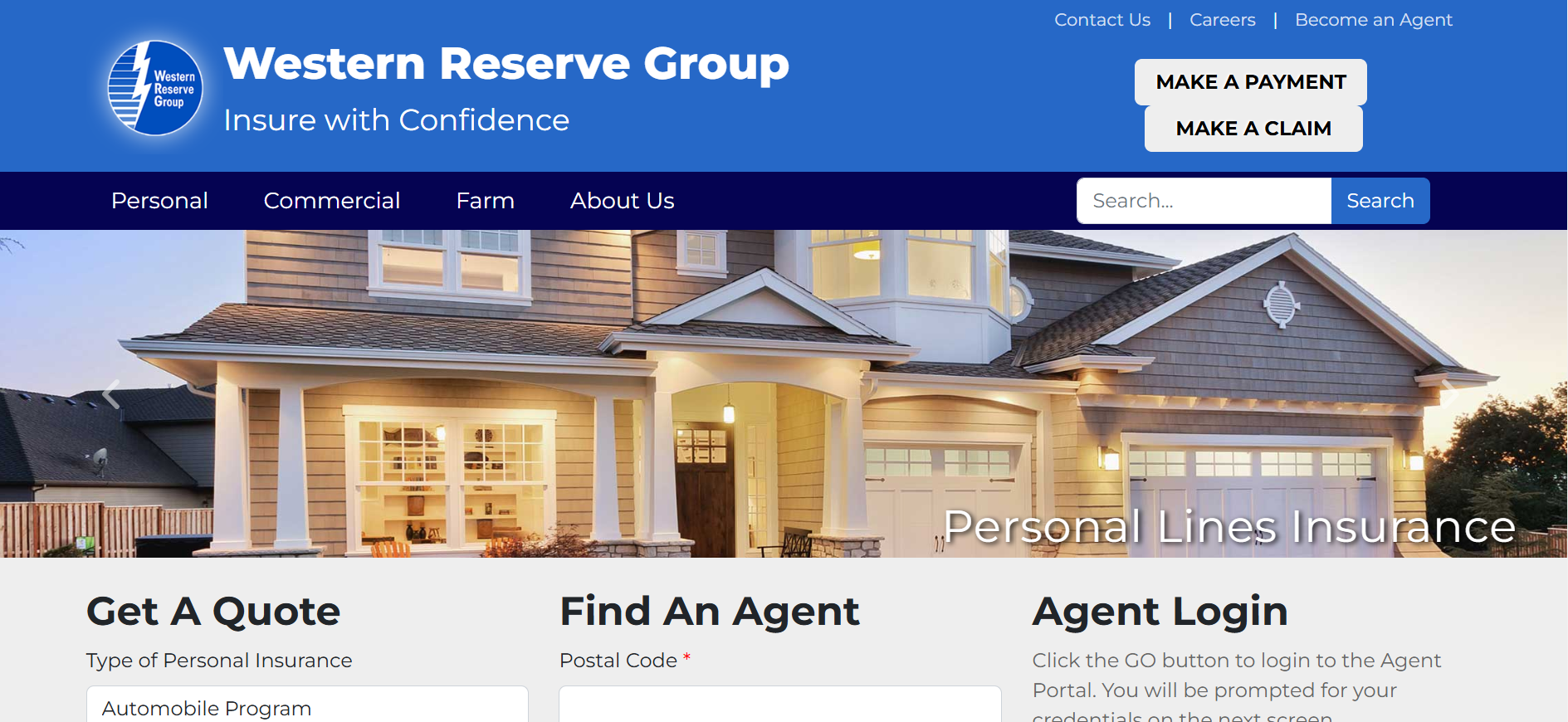 Western Reserve Group Home Page Screenshot: Western Reserve Group Car Insurance Review