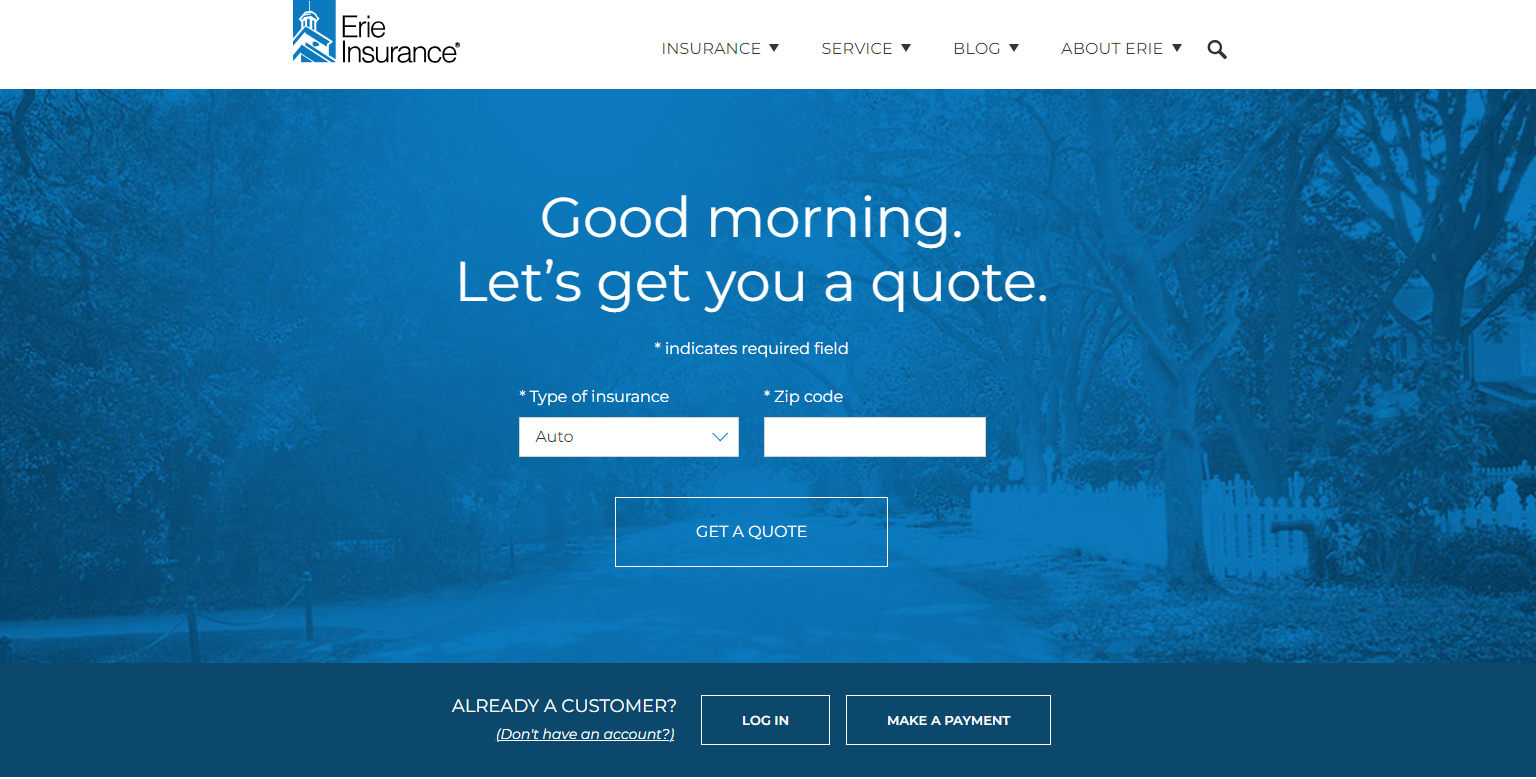 Erie Site Screenshot: Cheap Hyundai Veloster Car Insurance