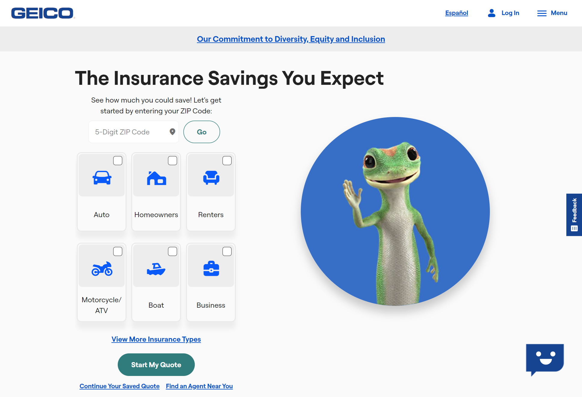 Geico Site Screenshot: Cheap Ford ZX2 Car Insurance