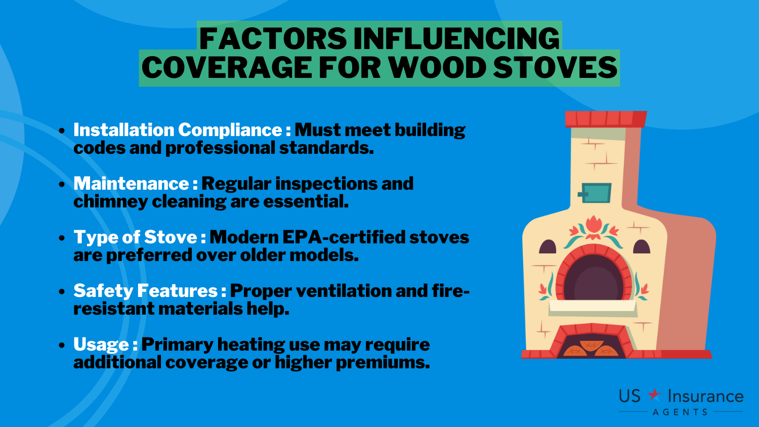 Factors Influencing Coverage For Wood Stoves Infographic: Does State Farm homeowners insurance cover wood stoves?