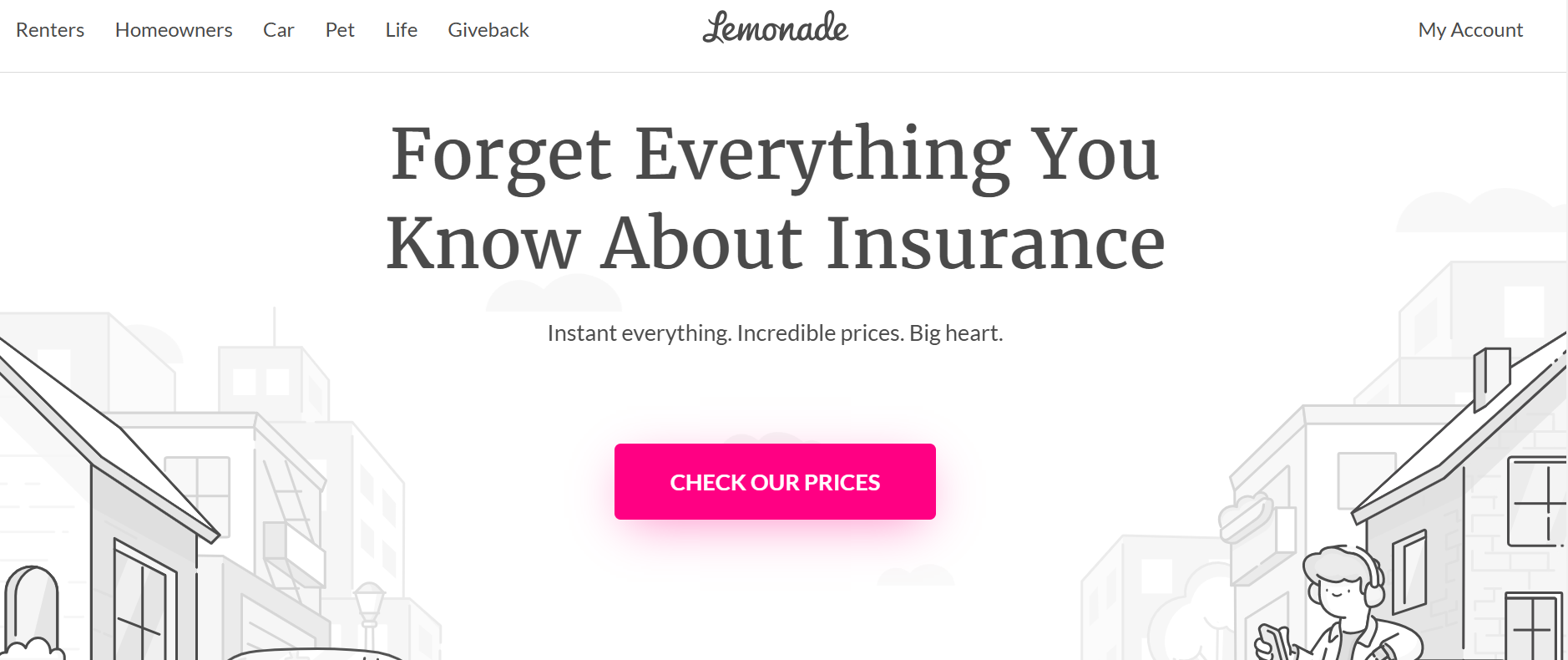 Lemonade vs. Progressive Renters Insurance: Lemonade Site Screenshot