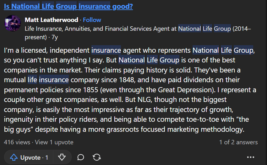 National Life Group vs. Northwestern Mutual Life Insurance: Review