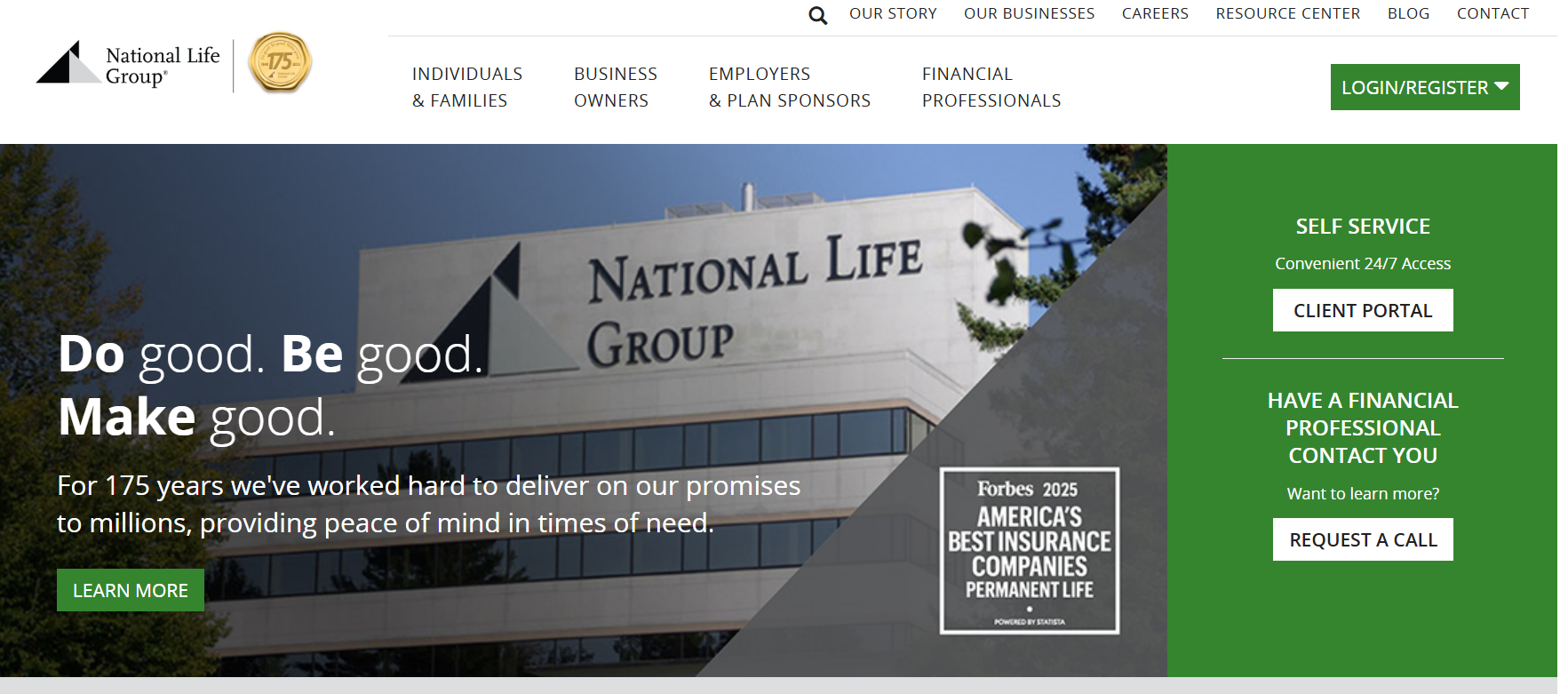 National Life Group Site Screenshot: National Life Group vs. Northwestern Mutual Life Insurance