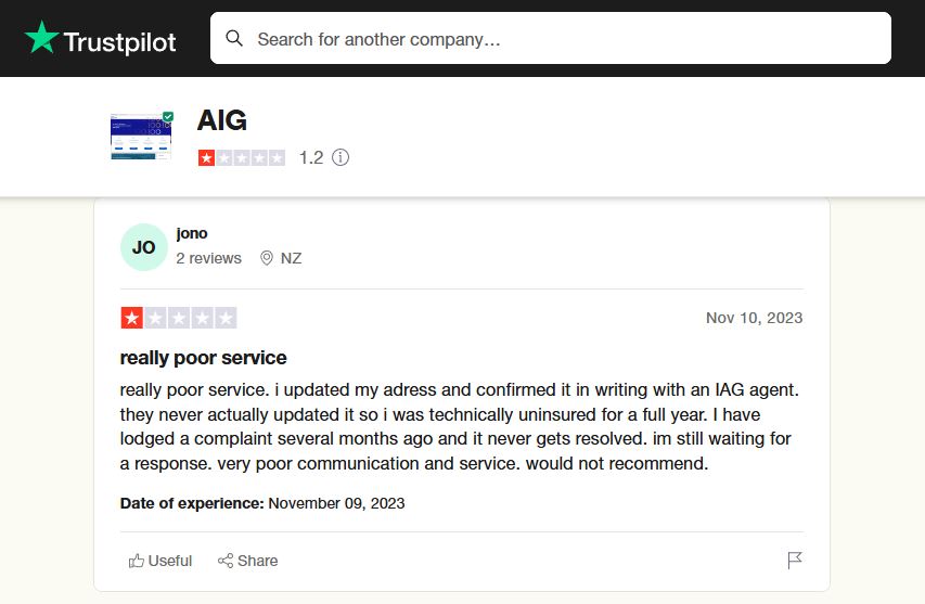 trust pilot AIG review: The Hartford vs. AIG Renters Insurance 